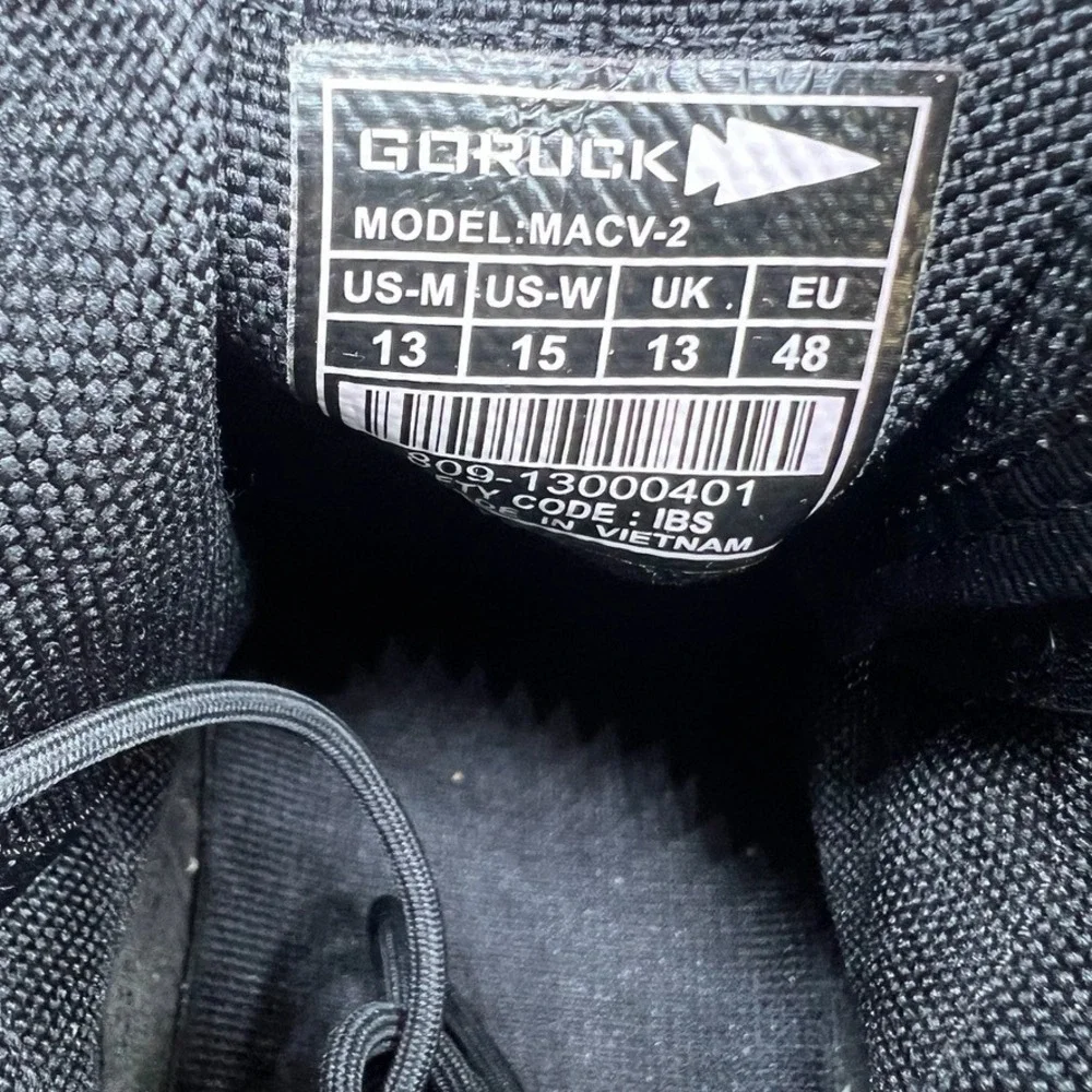 GORUCK MACV-2 Tactical Boots Men's Size 13 Black Leather Nylon Rucking Shoes